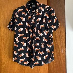 Fun corgi short sleeved button up.